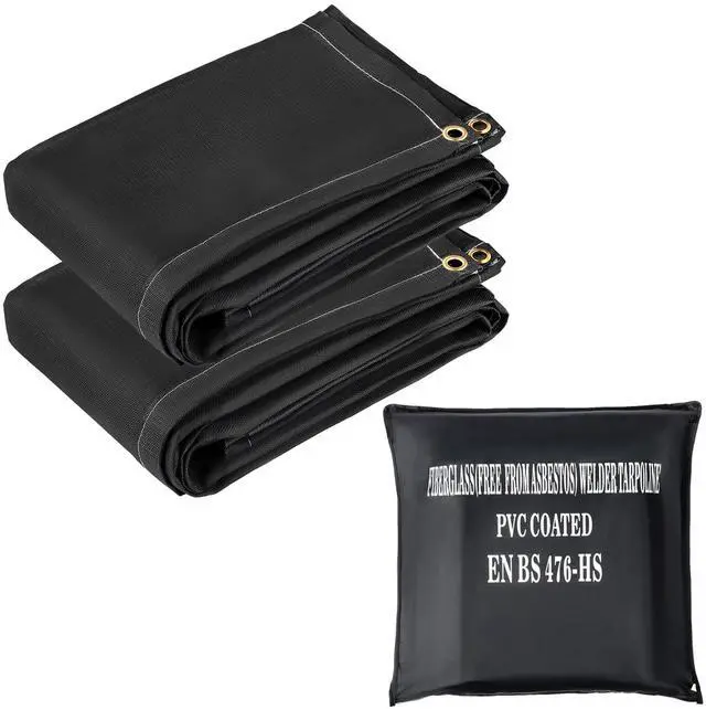 Alt view image 7 of 7 - Fire Blankets, 2 Pack Welding Blankets, 8' x 10' Fire Suppression Blanket, 1022°F Flame Retardant Blanket, Black Fire Emergency Blankets, Fiberglass Fire Retardant Blanket with 12 Brass Grommets