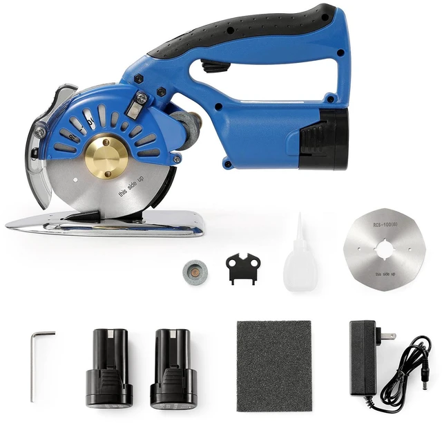Main image of Fabric Cutter, 5-Speed Cordless Electric Rotary Fabric Cutting Machine, 1.1" Cutting Thickness, Octagonal Knife, with Replacement Blade and Battery Charger, for Multi-Layer Cloth Fabric Leather