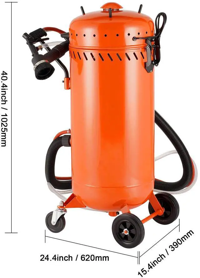 Alt view image 4 of 7 - 28 Gallon Vacuum Sand Blaster, Dustless Sandblaster with Built-in 1200W Vacuum System for Dust Control and Abrasive Recycle, 60-110 PSI Heavy Duty Abrasive Blasting Machine