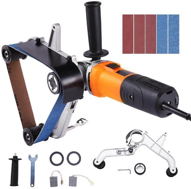 Alt view image 6 of 7 - Pipe Tube Polisher Sander, 1000W Pipe Belt Sander with 6 Variable Speeds 1100-3200rpm, Professional Belt Sander Grinding Machine with 100PCS Sanding Belts for Burnishing Finishing Rust Removal