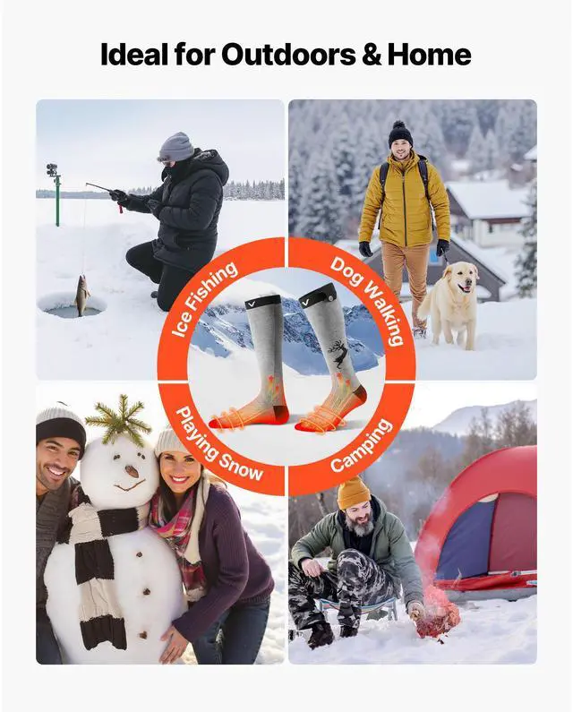 Alt view image 7 of 7 - Heated Socks, 6000mAh Battery Powered, Rechargeable Heating Socks with 4 Heating Levels, Electric Heated Sock with APP Control for Men Women, Foot Warmer for Hunting Riding Camping Hiking
