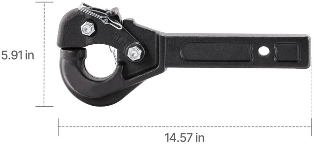 Alt view image 3 of 7 - Pintle Hitch 2 inches Receiver Hook for 2.5 to 3 inches Lunette Ring 20000 lbs