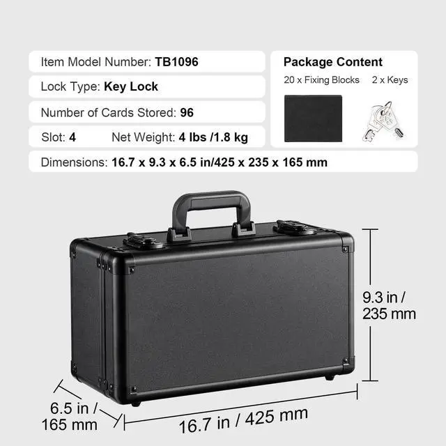 Alt view image 5 of 7 - Graded Card Storage Box, 4 Slots, Graded Sports Cards Holder Carrying Case with Key Lock Foam Dividers, for 96 PSA Graded Cards 68 BGS Cards 76 SGC Cards 348 Top Loaders or 999+ Loose Cards