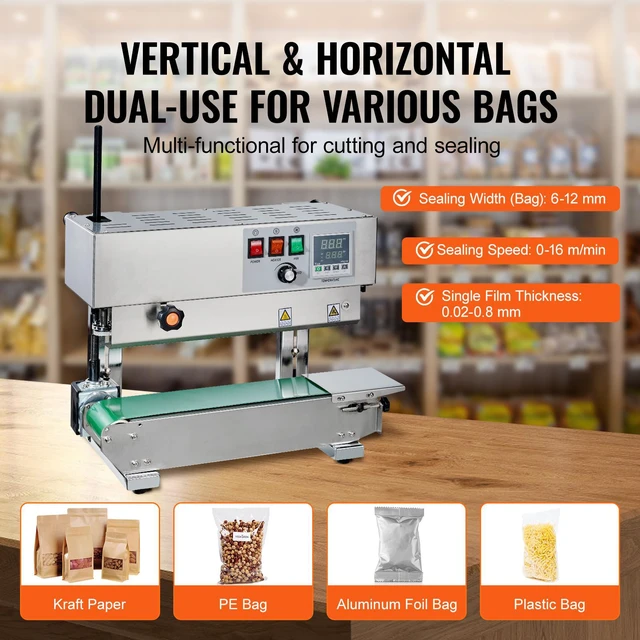 Alt view image 5 of 7 - Continuous Bag Band Sealing Machine Vertical Band Sealer Stainless Steel