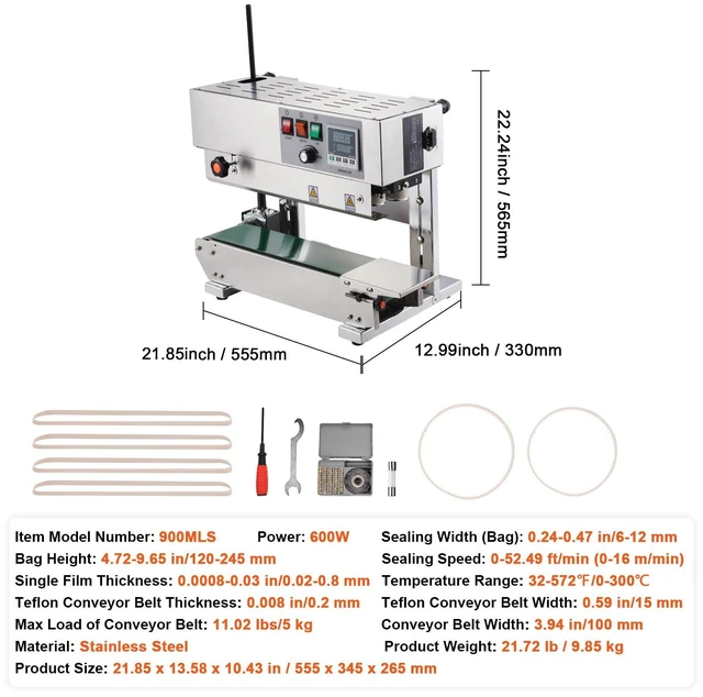 Alt view image 7 of 7 - Continuous Bag Band Sealing Machine Vertical Band Sealer Stainless Steel