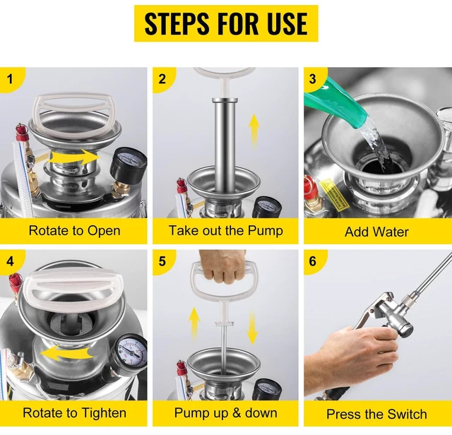 Alt view image 7 of 7 - 1.5Gal Stainless Steel Sprayer, Set with 16" Wand& Handle& 3.3FT Reinforced Hose, Hand Pump Sprayer with Pressure Gauge&Safety Valve, Adjustable Nozzle Suitable for Gardening& Sanitizing