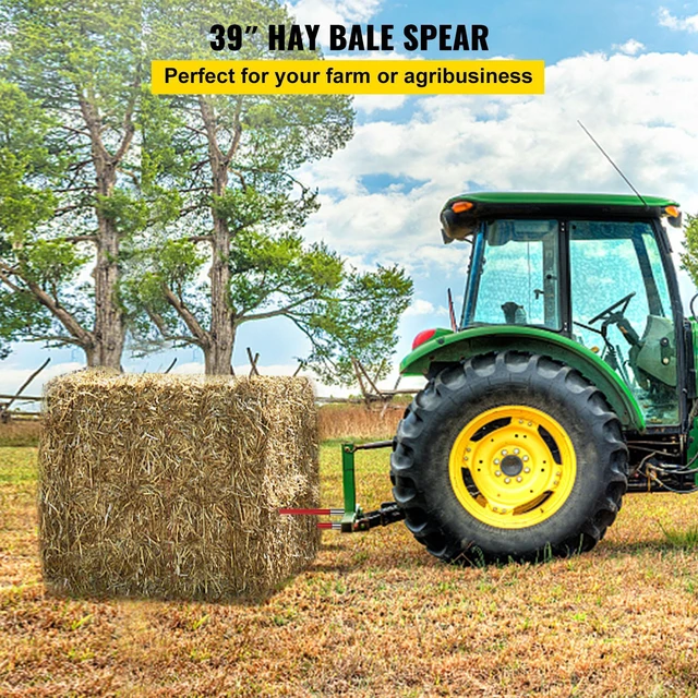 Alt view image 3 of 7 - Pair Hay Spear 39" Bale Spear 3000 lbs Capacity, Bale Spike Quick Attach Square Hay Bale Spears 1 3/4", Red Coated Bale Forks, Bale Hay Spike with Hex Nut & Sleeve for Buckets Tractors Loaders