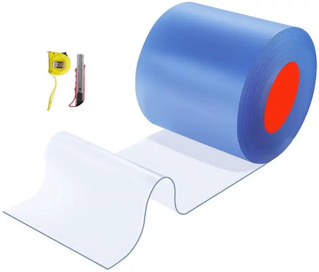 Main image of Clear PVC Strip Curtain, 101 ft Length x 12 in Width, Thermal Insulating Plastic Door Strip Bulk Roll, Walk in Freezer Cooler Curtain Strips for Doorways of Supermarket, Garage, Warehouse