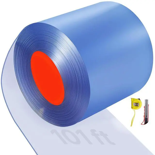 Alt view image 6 of 7 - Clear PVC Strip Curtain, 101 ft Length x 12 in Width, Thermal Insulating Plastic Door Strip Bulk Roll, Walk in Freezer Cooler Curtain Strips for Doorways of Supermarket, Garage, Warehouse