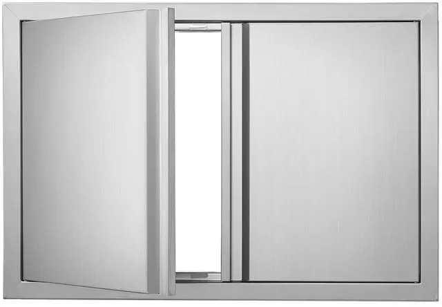 Main image of BBQ Access Door, 28W x 19H Inch Double Outdoor Kitchen Door, Stainless Steel Flush Mount Door, Wall Vertical Door with Recessed Handles , for BBQ Island, Grilling Station, Outside Cabinet