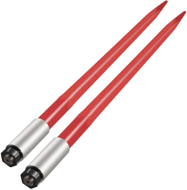Alt view image 7 of 7 - Pair Hay Spear 39" Bale Spear 3000 lbs Capacity, Bale Spike Quick Attach Square Hay Bale Spears 1 3/4", Red Coated Bale Forks, Bale Hay Spike with Hex Nut & Sleeve for Buckets Tractors Loaders