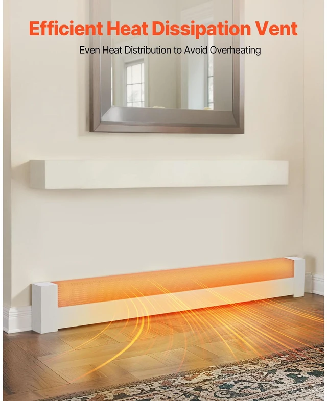 Alt view image 3 of 7 - Baseboard Heater Covers, Basic Series 5 ft Standard Electric Heating Unit Front Cover for Home Improvement, Heavy-duty Steel, Easy Installation for Bedroom Replacing Old Cover, White