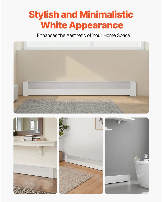 Alt view image 5 of 7 - Baseboard Heater Covers, Basic Series 5 ft Standard Electric Heating Unit Front Cover for Home Improvement, Heavy-duty Steel, Easy Installation for Bedroom Replacing Old Cover, White