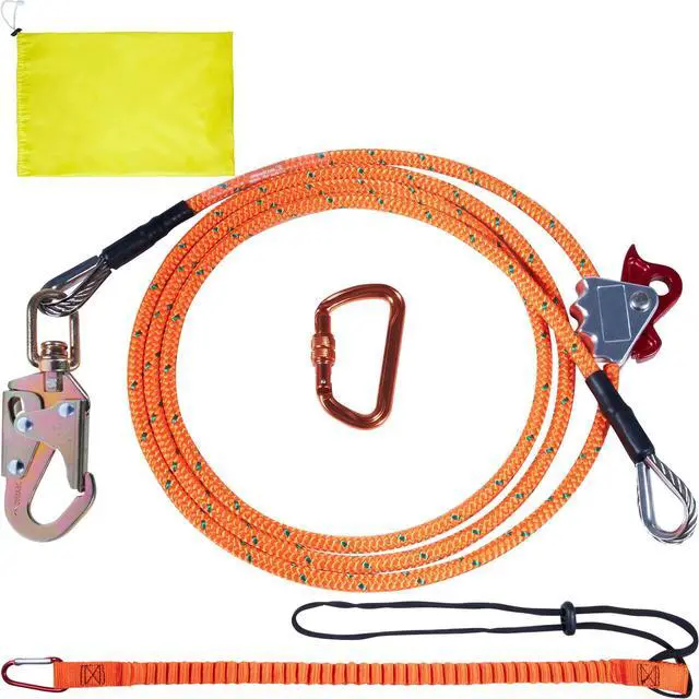 Main image of Steel Core flipline, 1/2" x 12' Arborist Flipline, Flip Line for Tree Climbing with Alloy Steel Snap Hook, Aluminum Alloy Carabiner and Extra Tool Lanyard, for Arborist, Tree Climbers
