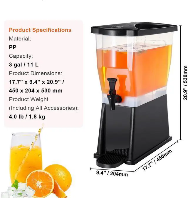 Alt view image 6 of 7 - Beverage Dispenser, 3 Gallon Drink Dispenser for Parties, Plastic Juice Dispenser with Stand Spigot Lid, Iced Tea Lemonade Juice Water Dispenser, for Restaurants, Hotels, Parties