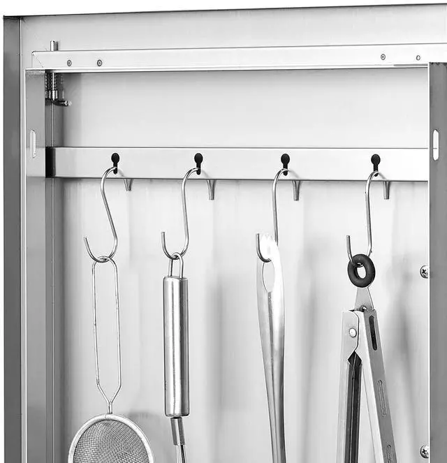 Alt view image 2 of 7 - BBQ Access Door, 17W x 24H Inch Single Outdoor Kitchen Door, Stainless Steel Flush Mount Door, Wall Vertical Door with Handle, Vents and Hook, for BBQ Island, Grilling Station, Outside Cabinet