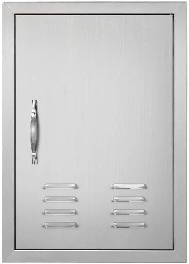 Alt view image 7 of 7 - BBQ Access Door, 17W x 24H Inch Single Outdoor Kitchen Door, Stainless Steel Flush Mount Door, Wall Vertical Door with Handle, Vents and Hook, for BBQ Island, Grilling Station, Outside Cabinet