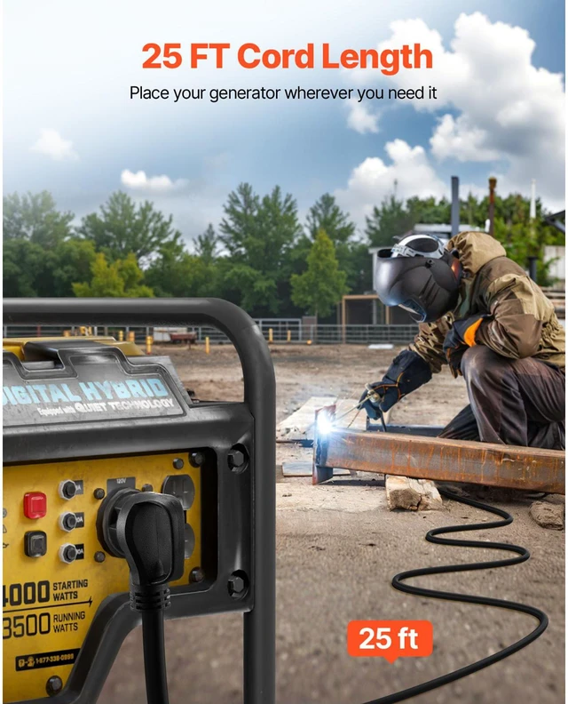 Alt view image 6 of 7 - 30A Generator Extension Cord 25 ft 250V NEMA 6-50P to 6-50R 7500W Power Cable