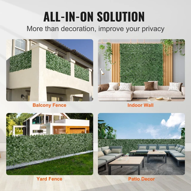 Alt view image 7 of 7 - Privacy Ivy Fence, 59 x 118in Artificial Green Wall Screen, Greenery Ivy Fence with Mesh Cloth Backing and Strengthened Joint, Faux Hedges Vine Leaf Decoration for Outdoor Garden, Yard, Balcony