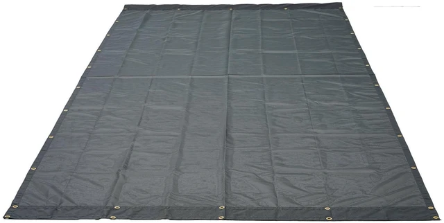Alt view image 6 of 7 - Dump Truck Mesh Tarp, 7 x 18 ft, PVC Coated Black Heavy Duty Cover with 5.5" 18oz Double Pocket, Brass Grommets, Reinforced Double Needle Stitch Webbing Fits Manual or Electric Dump Truck System