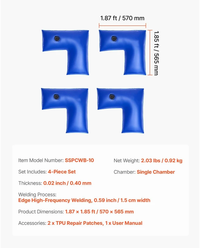 Alt view image 3 of 7 - 26 Gauge Winter Pool Cover Corner Water Bags 4Packs 22.4 x 22.2 in Heavy Duty