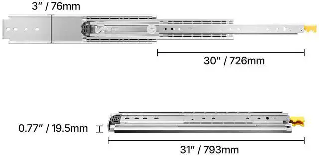 Alt view image 6 of 7 - 1 Pair 18-60 in Drawer Slides Ball Bearing Full Extension