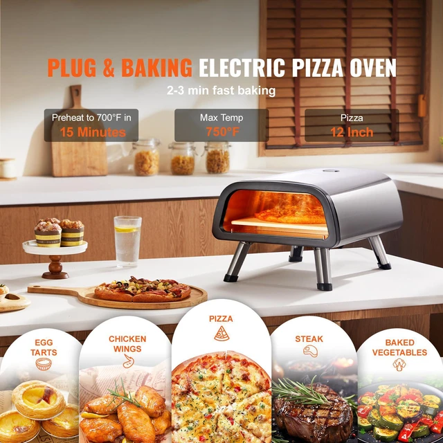 Alt view image 2 of 7 - Electric Pizza Oven Countertop Pizza Maker for 12" Pizza Indoor & Outdoor