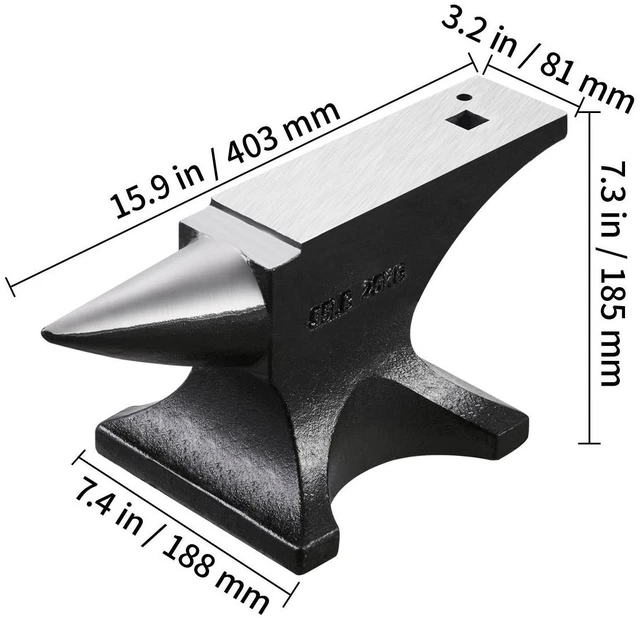 Alt view image 3 of 7 - Single Horn Anvil 55lbs Cast Steel Anvil Round Horn Anvil for Blacksmiths