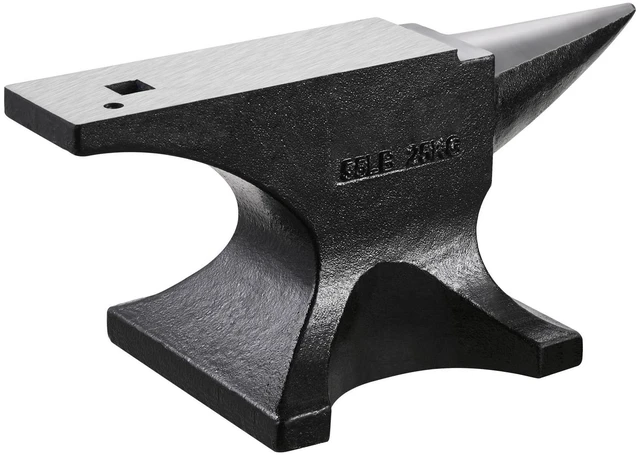 Alt view image 6 of 7 - Single Horn Anvil 55lbs Cast Steel Anvil Round Horn Anvil for Blacksmiths