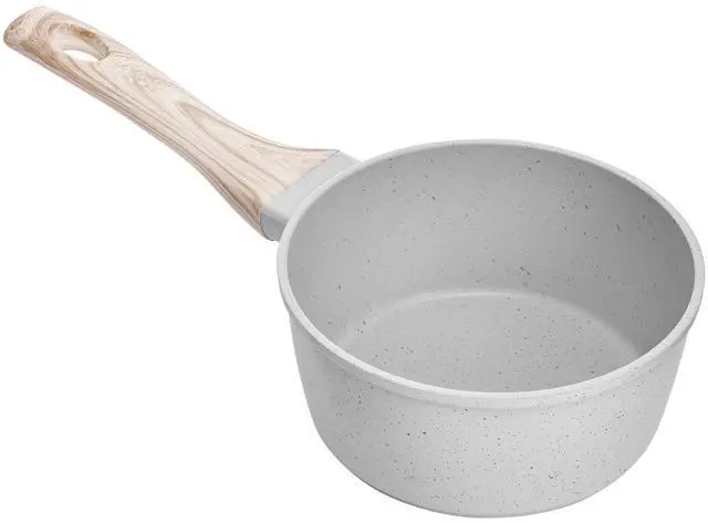 Alt view image 2 of 7 - 1.5 QT Saucepan, Nonstick Saucepan with Tempered Glass Lid, Multipurpose Cooking Sauce Pot with Detachable Handle, Sauce Pan Small Kitchen Cooking Pot with Coating, Induction Compatible, White