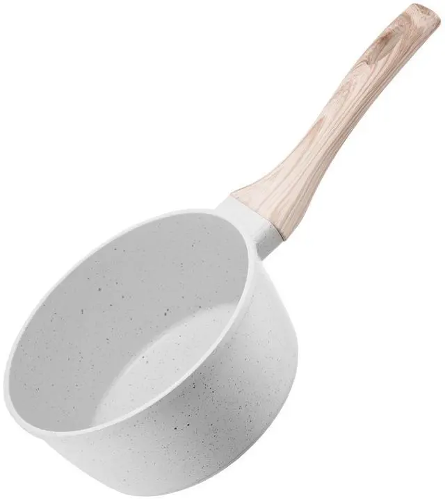 Alt view image 4 of 7 - 1.5 QT Saucepan, Nonstick Saucepan with Tempered Glass Lid, Multipurpose Cooking Sauce Pot with Detachable Handle, Sauce Pan Small Kitchen Cooking Pot with Coating, Induction Compatible, White