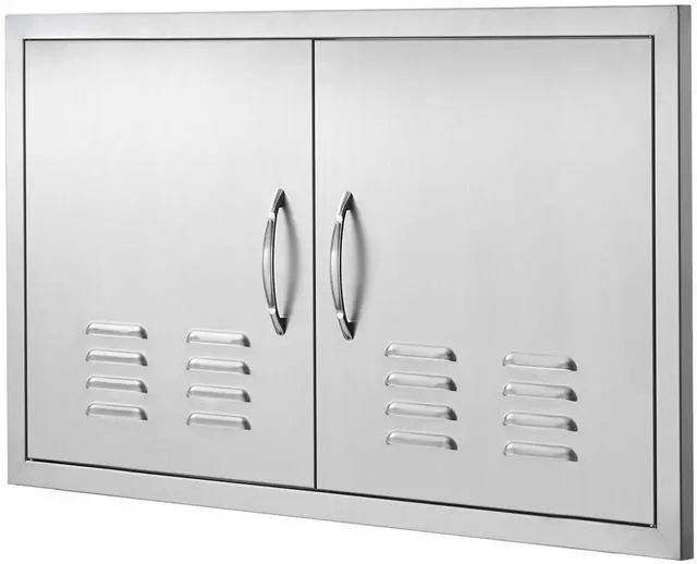 Main image of BBQ Access Door, 36W x 21H Inch Double Outdoor Kitchen Door, Stainless Steel Flush Mount Door, Wall Vertical Door with Handles and Vents, for BBQ Island, Grilling Station, Outside Cabinet