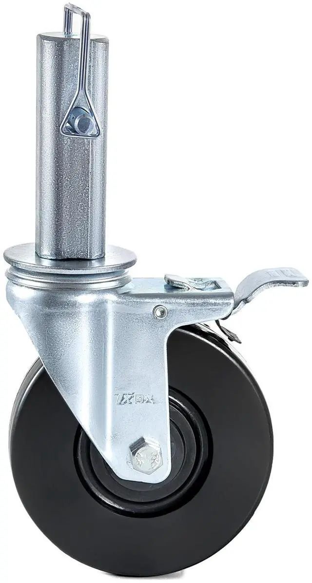 Alt view image 4 of 7 - 4 Pack 5Inch Scaffolding Rubber Swivel Caster Wheels with Dual Locking Heavy Duty Casters 1.25Inch Square Stem 440LBS Capacity per Wheel