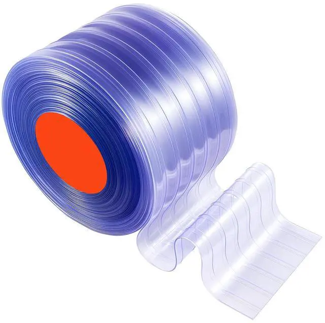 Alt view image 6 of 7 - Clear PVC Strip Curtain, 101 ft Length x 12 in Width, Ribbed Plastic Door Strip Bulk Roll, Walk in Freezer Cooler Curtain Strips for Doorways of Supermarket, Garage, Warehouse, Pet Animal House