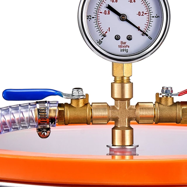 Alt view image 2 of 6 - 5 Gallon Vacuum Chamber 3.5CFM Single Stage Pump Degassing Chamber Kit
