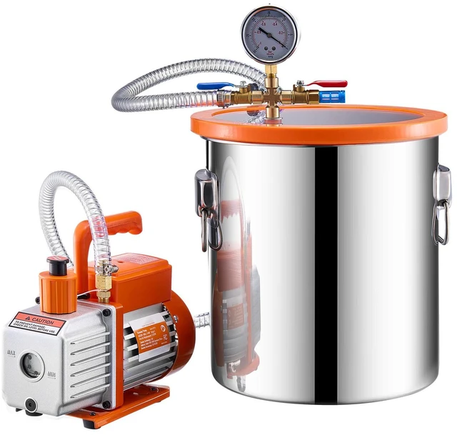 Alt view image 4 of 6 - 5 Gallon Vacuum Chamber 3.5CFM Single Stage Pump Degassing Chamber Kit