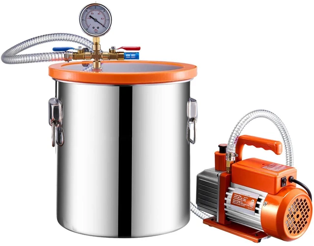 Alt view image 5 of 6 - 5 Gallon Vacuum Chamber 3.5CFM Single Stage Pump Degassing Chamber Kit