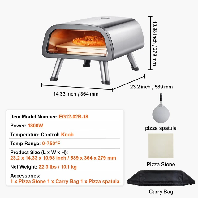 Alt view image 7 of 7 - Electric Pizza Oven Countertop Pizza Maker for 12" Pizza Indoor & Outdoor