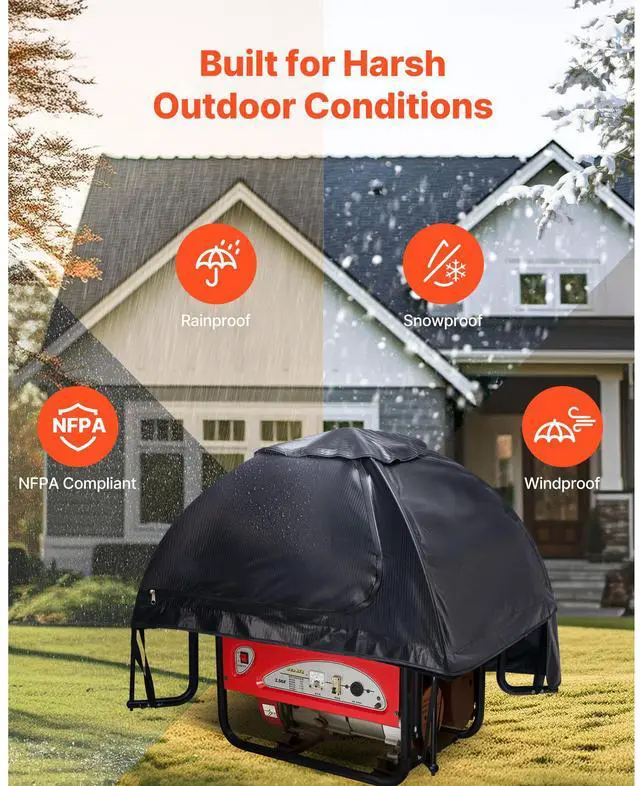 Alt view image 5 of 7 - Generator Cover Universal Waterproof Cover 36x26x26 in for 70-108 in Black