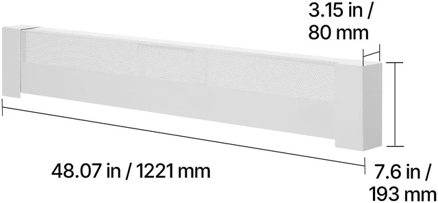 Alt view image 2 of 7 - Baseboard Heater Covers, Basic Series 4 ft Standard Electric Heating Unit Front Cover for Home Improvement, Heavy-duty Steel, Easy Installation for Bedroom Replacing Old Cover, White