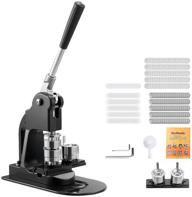 Main image of Button Maker Machine, 1 in, Pin Maker Machine with 500pcs Button Parts, Circle Cutter, Hex Wrenches and Magic Book, Ergonomic Handle, for DIY Badges, Personalized Pins and Key Chains, Black