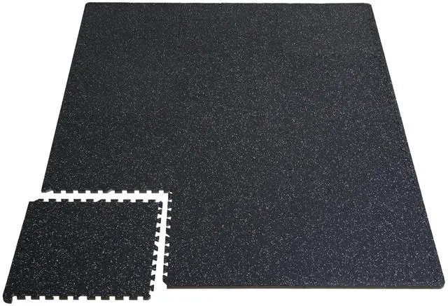 Alt view image 6 of 7 - 0.56 Inch Thick Gym Floor Mats, 12 Tiles Rubber Top with EVA Foam, 25" x 25" Gym Flooring Workout Mats with 48 sq.ft Coverage, Interlocking Puzzle Gym Mats for Gym, Home, Garage, Black & White