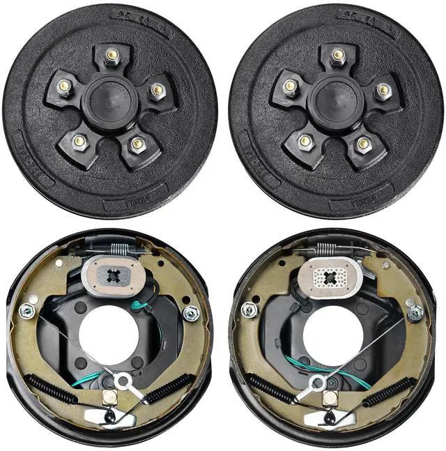 Alt view image 4 of 7 - Trailer Hub Drum Kits 5 on 4.5" B.C. with 10" x 2-1/4" Electric Brakes, Self-Adjusting Trailer Brake Assembly for 3500 lbs Axle, 4-Hole Mounting, Backing Plates for Brake System Part Replacement
