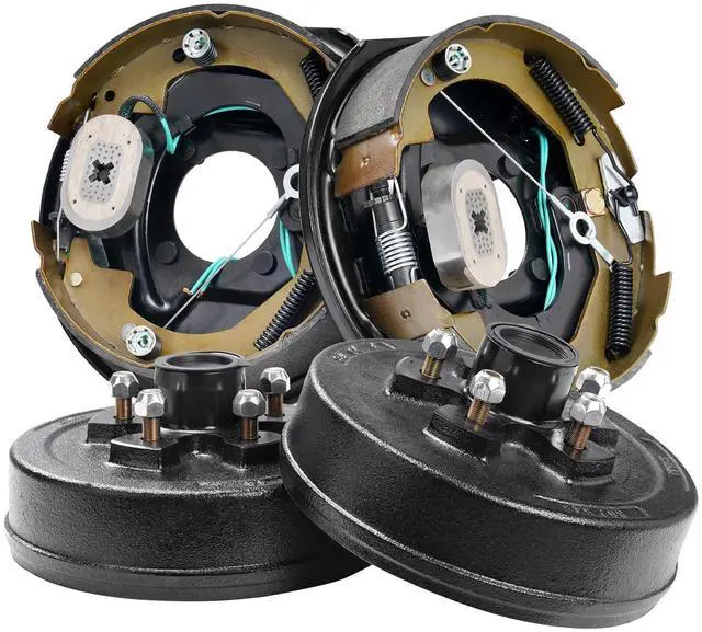 Alt view image 5 of 7 - Trailer Hub Drum Kits 5 on 4.5" B.C. with 10" x 2-1/4" Electric Brakes, Self-Adjusting Trailer Brake Assembly for 3500 lbs Axle, 4-Hole Mounting, Backing Plates for Brake System Part Replacement