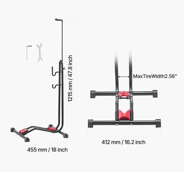 Alt view image 4 of 7 - Bicycle Storage Floor Freestanding Bike Rack for 16 to 27.5 Inch MTB & Road Bike