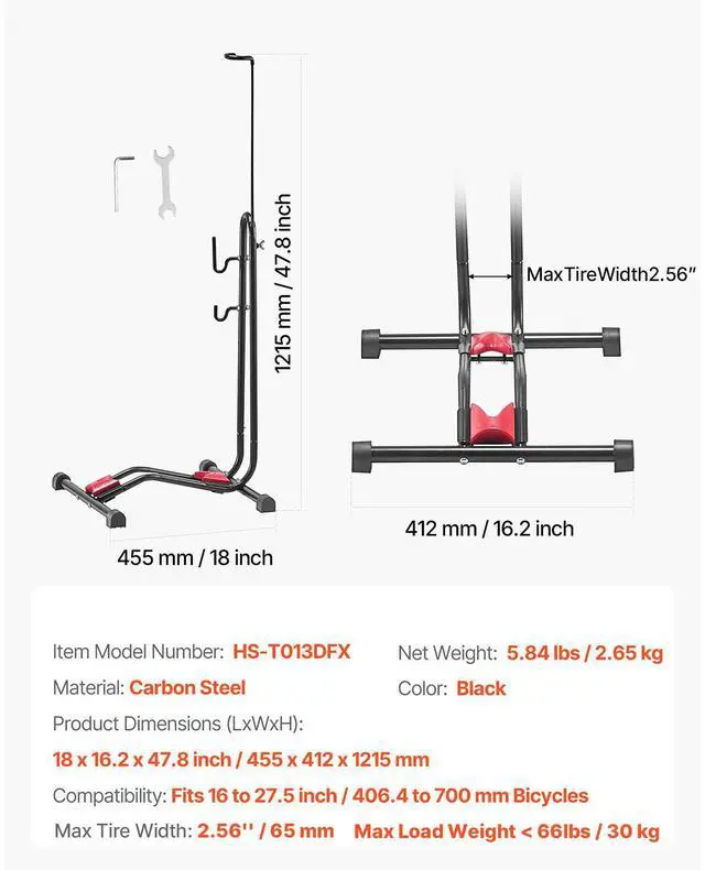 Alt view image 6 of 7 - Bicycle Storage Floor Freestanding Bike Rack for 16 to 27.5 Inch MTB & Road Bike