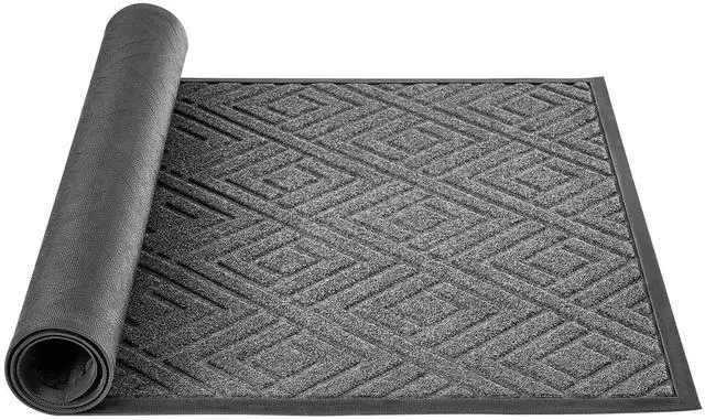 Alt view image 2 of 7 - Front Door Mat, 61.5 x 36 in Commercial Floor Mat for Indoor and Outdoor, Modern Stylish Carpet with TPE Backing, Heavy Duty Washable Entry Industrial Rug for Hallway, Balcony, Garage, Grey