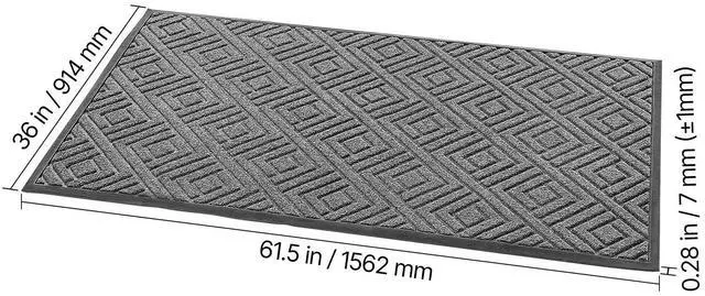 Alt view image 4 of 7 - Front Door Mat, 61.5 x 36 in Commercial Floor Mat for Indoor and Outdoor, Modern Stylish Carpet with TPE Backing, Heavy Duty Washable Entry Industrial Rug for Hallway, Balcony, Garage, Grey
