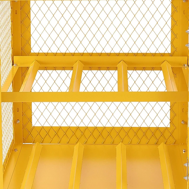Alt view image 2 of 7 - Horizontal Cylinder Storage Cabinet, 4 x 33 lbs Cylinder Capacity, 31.02x30.04x35 inch Propane Storage Cage, Gas Cylinder Cabinet, Yellow Powder Coat Finish, for Freon, Gases, Oxygen, Nitrogen
