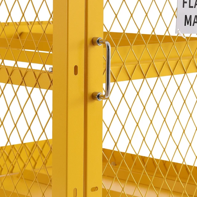 Alt view image 3 of 7 - Horizontal Cylinder Storage Cabinet, 4 x 33 lbs Cylinder Capacity, 31.02x30.04x35 inch Propane Storage Cage, Gas Cylinder Cabinet, Yellow Powder Coat Finish, for Freon, Gases, Oxygen, Nitrogen